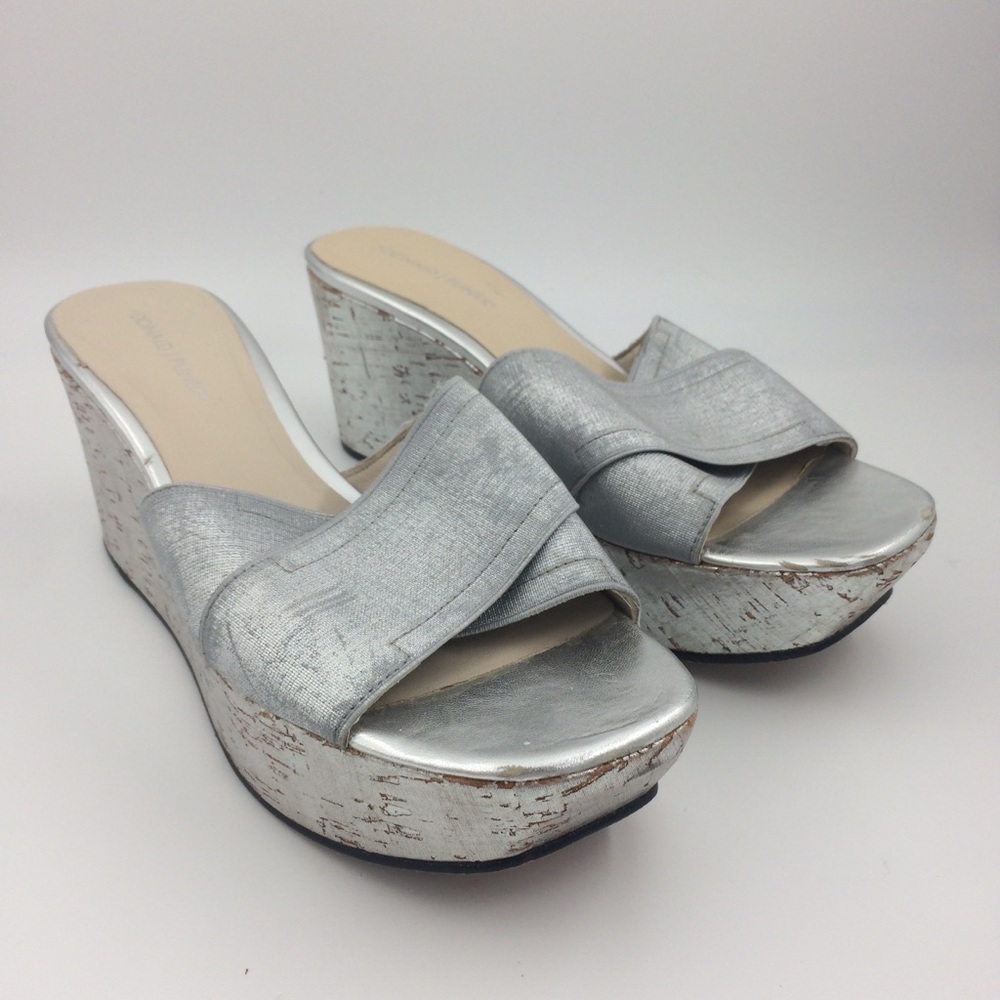 Donald Pliner Silver Cork Wedges
